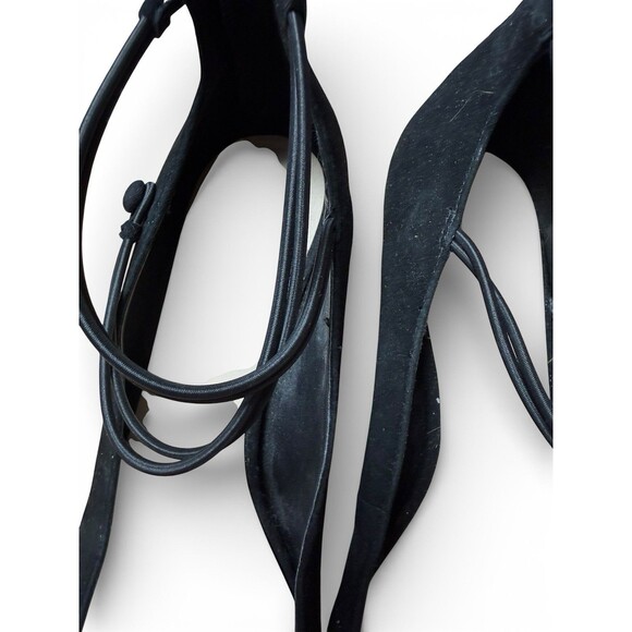 Nine West Suede Novalie9xo Low Pumps Size 9M Black Pointed Toe Low Heel - Picture 3 of 8